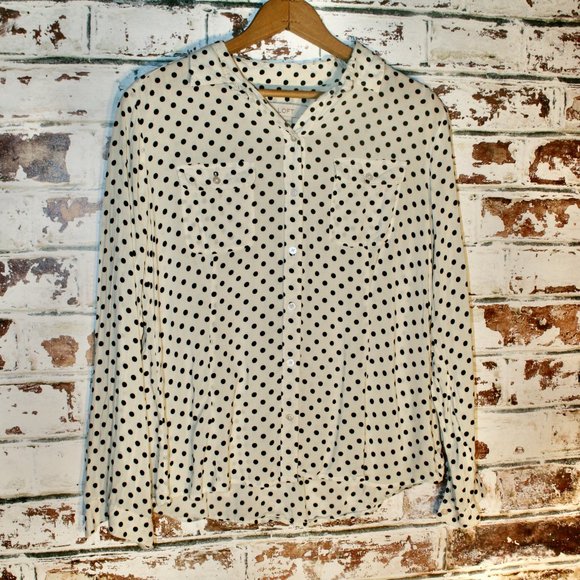 LOFT Tops - Ann Taylor LOFT Petite Polka Dot Button Up Blouse